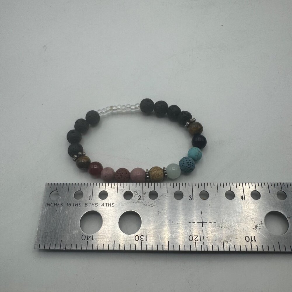 Multicolor Lava Bead Stretch Bracelet Aromatherapy Essential Oil Diffuser Unisex - Picture 4 of 5